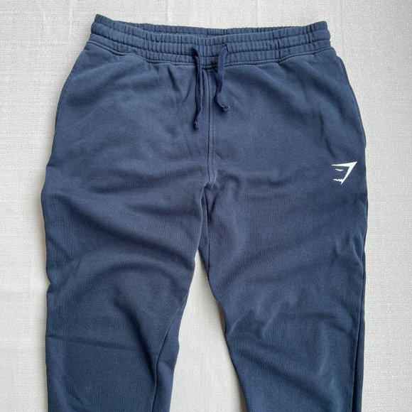 Gymshark Joggers Sweatpants Mens Size Medium Navy Pants Gym Tapered Logo - Picture 3 of 12